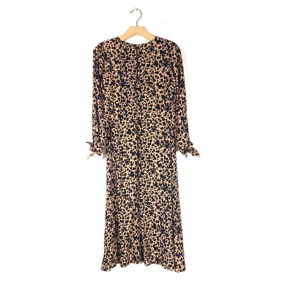NEW Reformation Port Leopard Print Midi Dress Blitz Brown Animal French Girl - Picture 6 of 12